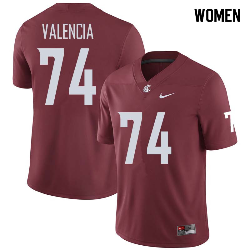 Women #74 Robert Valencia Washington State Cougars College Football Jerseys Sale-Crimson